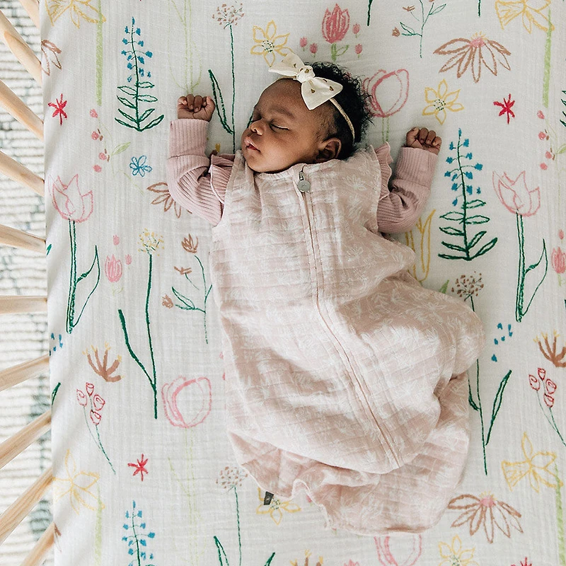 Red Rover - Cotton Muslin Sleep Bag Small - Pink Meadow