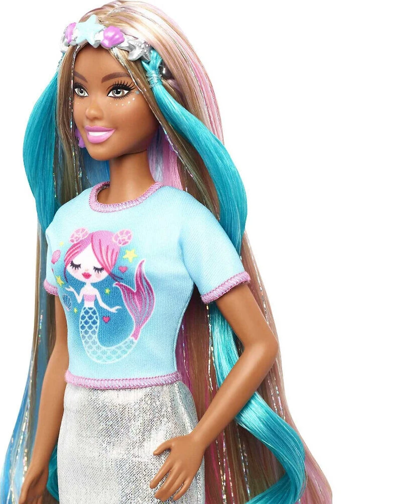 Poupée Barbie Cheveux fantaisie avec looks de sirène et licorne