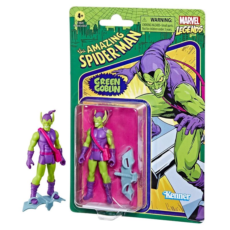 Hasbro Marvel Legends Series 3.75-inch Retro 375 Collection Green Goblin Action Figure Toy, 2 Accessories