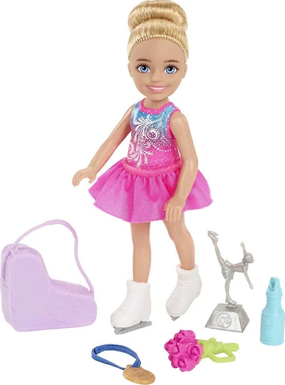 Barbie - Coffret Barbie Chelsea Patineuse avec Poupée Chelsea Patineuse et accessoires