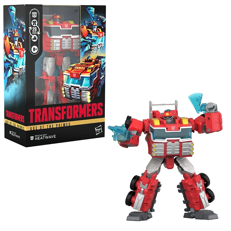 Transformers Age of the Primes, figurine Rescue Bot Heatwave classe Voyageur