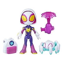 Marvel Spidey et ses Amis Extraordinaires Web-Spinners, figurine Ghost-Spider avec accessoires et toile rotative