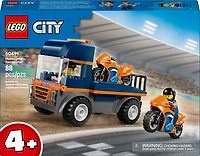 LEGO City Le transport de motos - Ensemble de construction de véhicules jouets - Camion plateau - 2 Figurines - 60491
