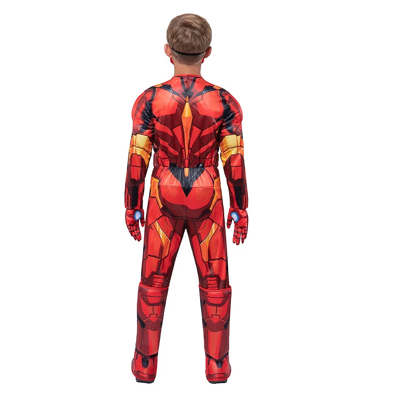 Marvel's Iron Man Deluxe Youth Costume Taille Petit - Combinaison De Luxe Avec Motif Imprimé Et Rembourrage En Polyfill Plus Coiffe Et Gants Moulés En 3D