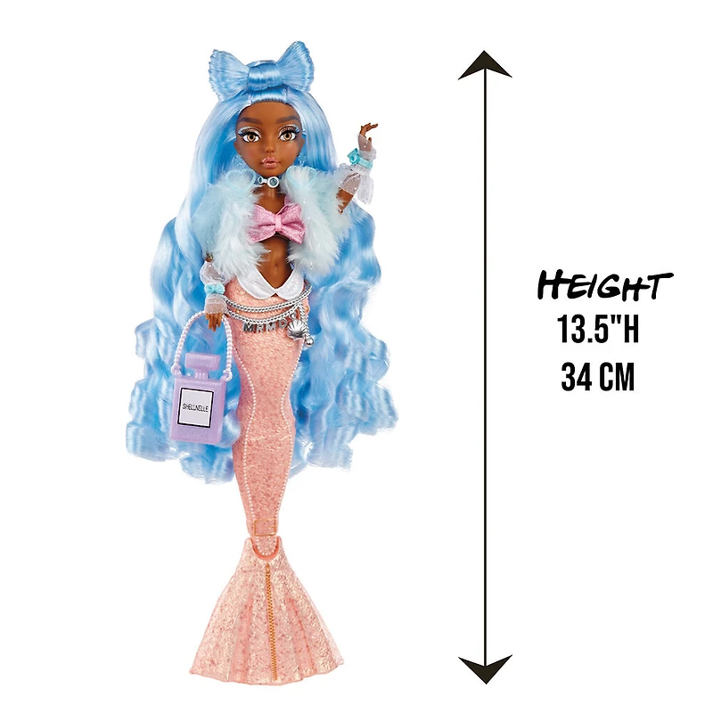 Poupée-mannequin sirène à couleur changeante Mermaze Mermaidz, Shellnelle, avec accessoires