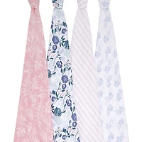 Languettes En Mousseline De Coton Aden + Anais Essentials Flowers Bloom, Lot De 4