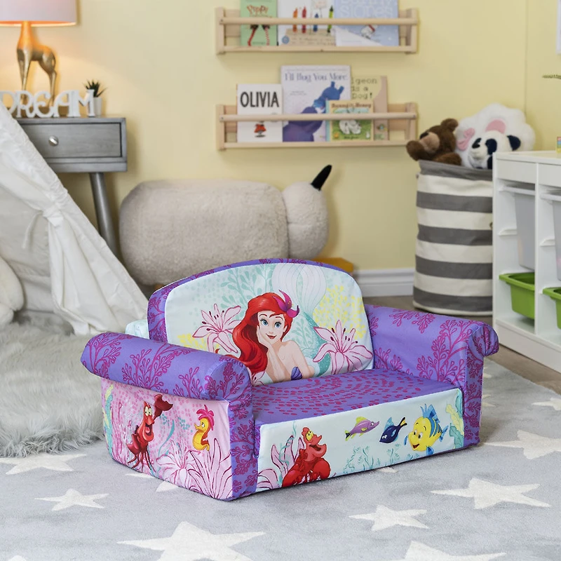 Mobilier Marshmallow - Canapé dépliable en mousse 2-en-1 pour enfants, The Little Mermaid, par Spin Master