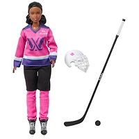 Barbie Tim Hortons PWHL Fashion Doll in Pink, Purple, & Teal Hockey Jersey