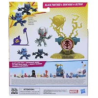 Marvel Stunt Squad Villain Knockdown, Black Panther et Iron Man contre Ultron, coffret de figurines de 3,5 cm