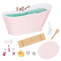 OG Bath And Bubbles Set, Our Generation, Ensemble de bain avec bruits d'eau pour poupées de 18 po