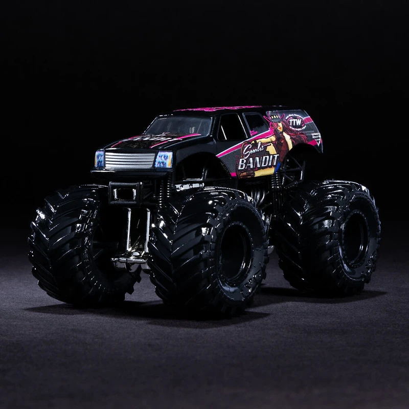 Monster Jam, Monster truck authentique Scarlet Bandit en métal moulé à l'échelle 1:64, série Danger Divas