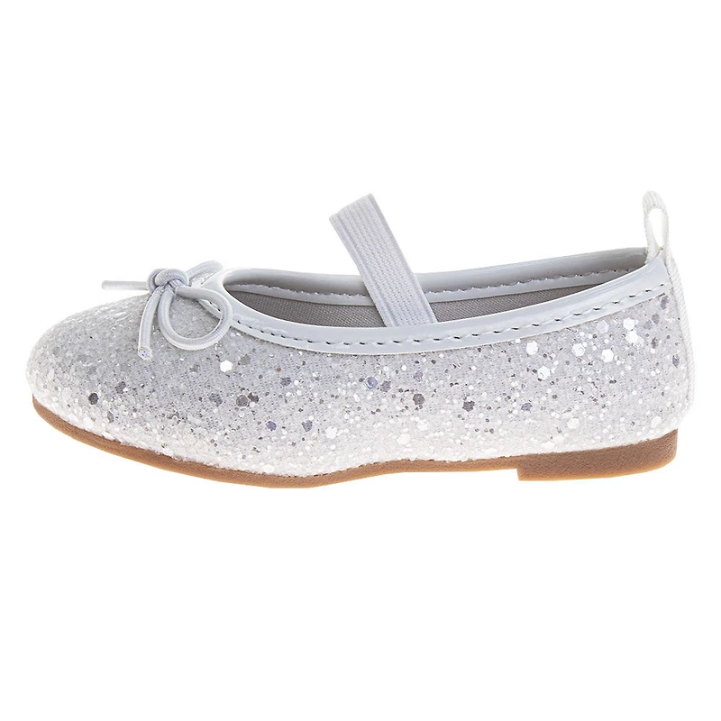 Ballerines blanches pailletées pour petites filles, taille