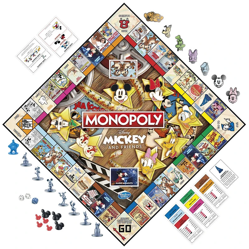 Monopoly : édition Disney Mickey et ses amis, pions Mickey et ses amis et épinglettes Disney exclusives - Édition anglaise - Notre exclusivité