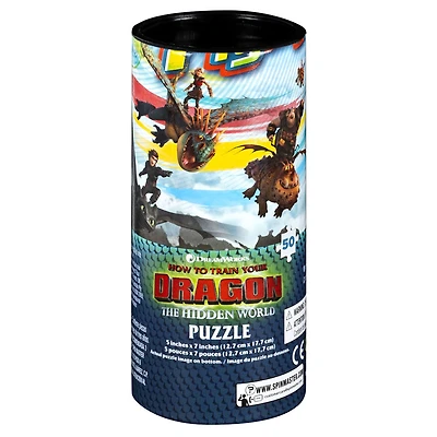 Puzzle 50 pièces Dragons dans un tube