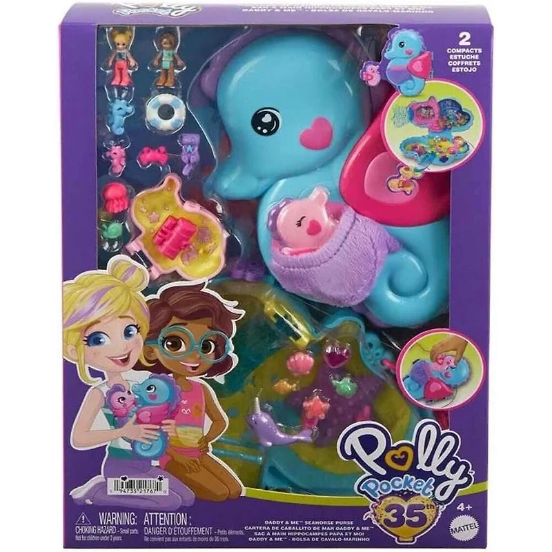 Polly Pocket Sac à main Hippocampes Papa et Moi, 2micro-poupées