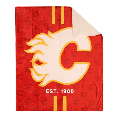 Couverture en polaire Sherpa à motif sportif des Flames de Calgary de la LNH(50 x 60)