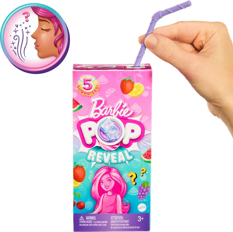 Barbie Pop Reveal Fruit Series Chelsea Doll with 5 Surprises Including Pop-It Pet, Scent & Color Change (Styles May Vary)