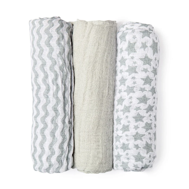 Star/Wave Muslin Blanket -Set Of 3