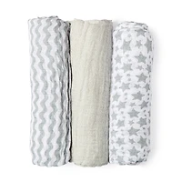 Star/Wave Muslin Blanket -Set Of 3