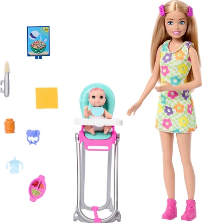 Barbie Skipper Babysitters Inc & Playset, Includes Doll, Baby, and Mealtime Accessories