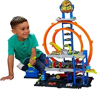 Hot Wheels-Coffret Méga Garage Hot Wheels City-Voiture et hélicoptère