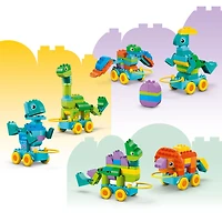 LEGO DUPLO Ma ville Les Dinosaures sur Roues 3en1, Jouet d'Apprentissage par le Jeu pour Tout-Petits avec 6 Figurines 10451