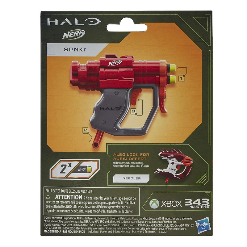 Nerf MicroShots Halo SPNKr, mini-blaster et 2 fléchettes Nerf
