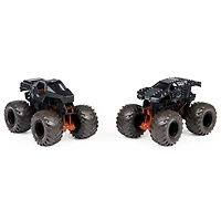 Monster Jam, Coffret de 2 monster trucks officiels en métal moulé Soldier Fortune Black Ops vs Max-D qui changent de couleur, échelle 1:64