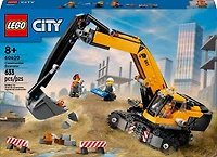 LEGO City Yellow Construction Excavator, Pretend Play Toy Digger, 60420
