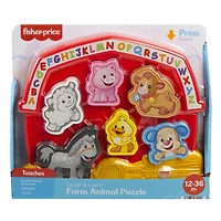 Fisher-Price Laugh and Learn Farm Animal Puzzle Shape Sorting Baby Toy with Music and Sounds - English Edition