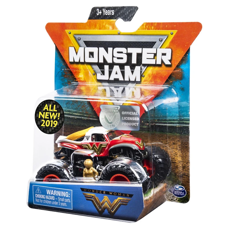 Monster Jam, Monster truck authentique Wonder Woman en métal moulé à l'échelle 1:64, série Danger Divas