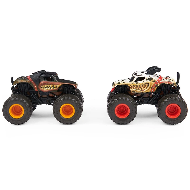 Monster Jam, Coffret de 2 monster trucks officiels en métal moulé Monster Mutt Rottweiler vs Monster Mutt Dalmatian qui changent de couleur, échelle 1:64
