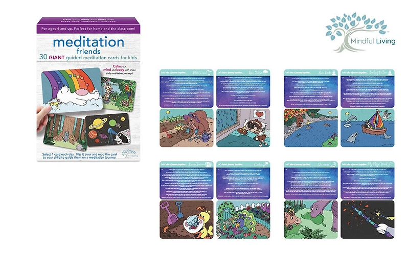 Mindful Living Meditation Friends Cards - English Edition