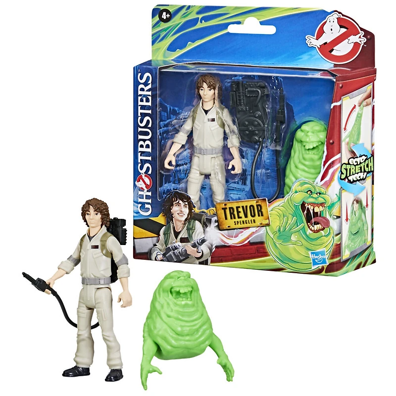 Ghostbusters Fantôme grand frisson, figurine de collection Trevor Spengler de 12,5 cm et fantôme Slimer avec technologie Ecto-Stretch