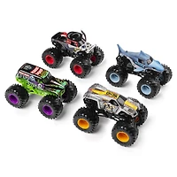 Monster Jam, Land vs. Sea 4 Pack (Grave Digger, Max-D, Megalodon, and Pirate's), 1:64 Scale Die-Cast Vehicles