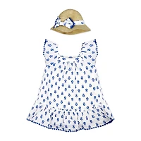 Baby Mode 2 Piece Dress Set: Blue Floral
