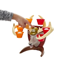 Deer Pong avec tête de chevreuil parlante et musique, inclut 6 gobelets et 6 balles (Version française)