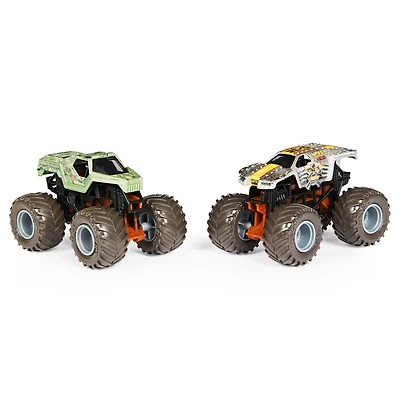 Monster Jam, Coffret de 2 monster trucks officiels en métal moulé Soldier Fortune vs. Max D qui changent de couleur, échelle 1:64