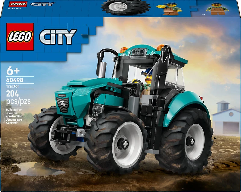 LEGO City Le tracteur - Ensemble de construction avec Fermier sur le Thème de la Ferme - Cadeau pour les 6 ans et plus - 60498