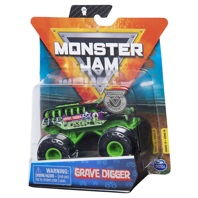 Monster Jam, Monster truck Grave Digger officiel, véhicule en métal moulé, série Ride Trucks, échelle 1:64