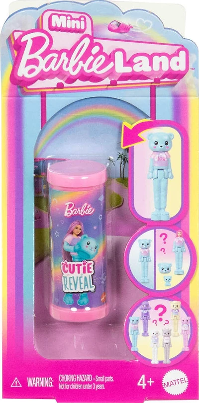 Barbie Mini BarbieLand Cutie Reveal Doll & Pet, 1.5inch Cozy Cute Tees Series (Styles May Vary)