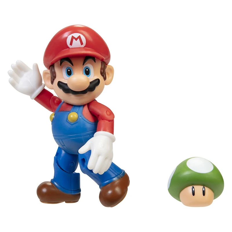 Figurine Nintendo de 4 pouces : Mario avec un Champignon 1Up