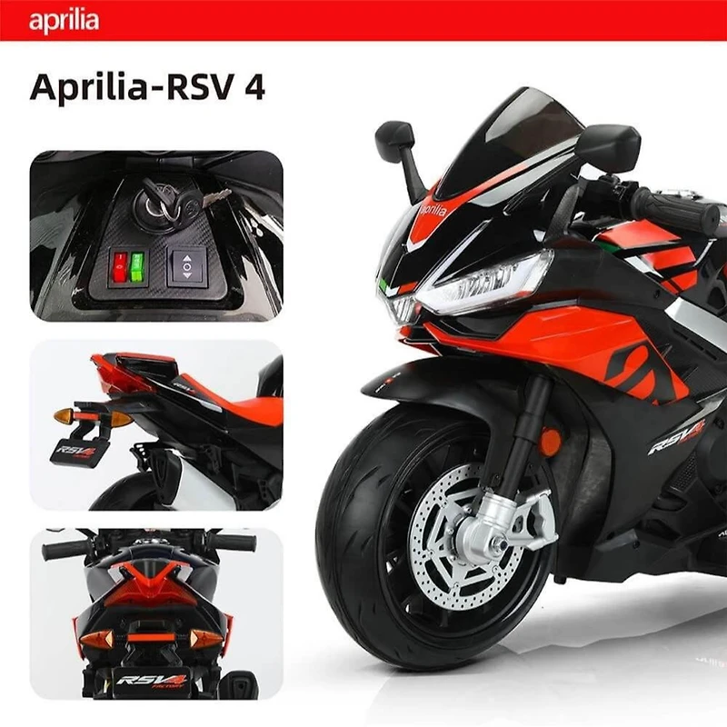 KIDSVIP 24V sous licence Aprilia RSV4 sur super moto avec roues en caoutchouc