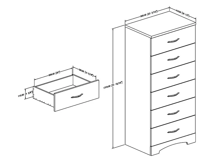 Step One Commode 6 tiroirs- Noir solide