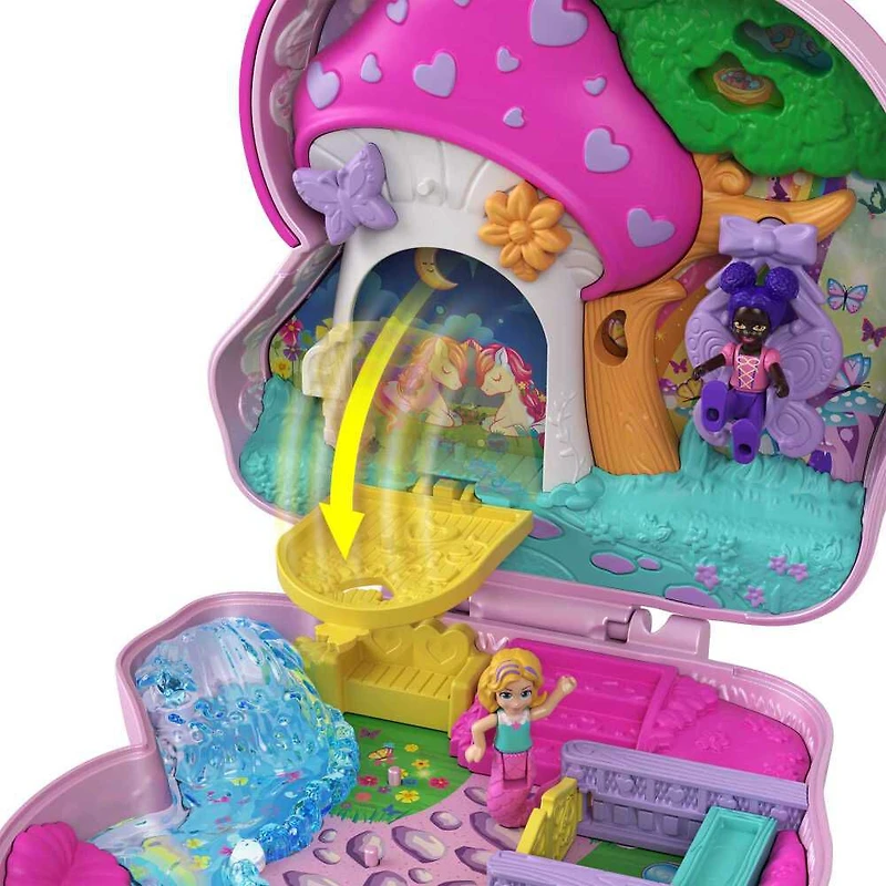 Polly Pocket Unicorn Forest Compact Playset with 2 Micro Dolls and 13 Accessories