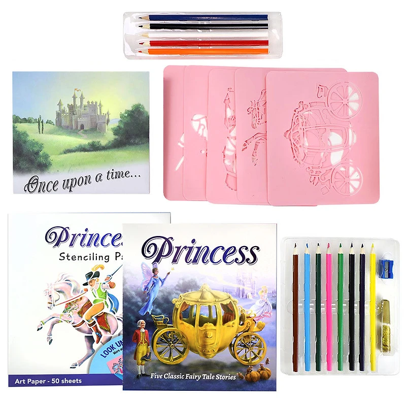 SpiceBox Trousses d'art pour enfants, Imagine, pochoirs décoratifs histoires de princesses, Tranche d'âge - Édition anglaise