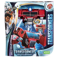 Transformers EarthSpark, figurine Spin Changer Optimus Prime de 20 cm avec figurine Robby Malto de 5 cm