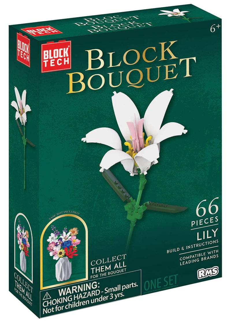 Lily White Block Bouquet 66Pc