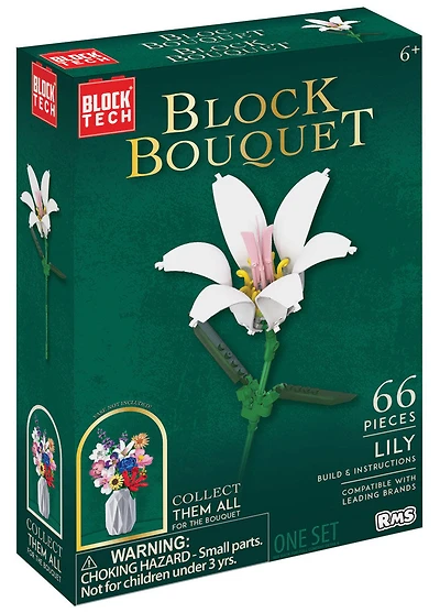 Lily White Block Bouquet 66Pc