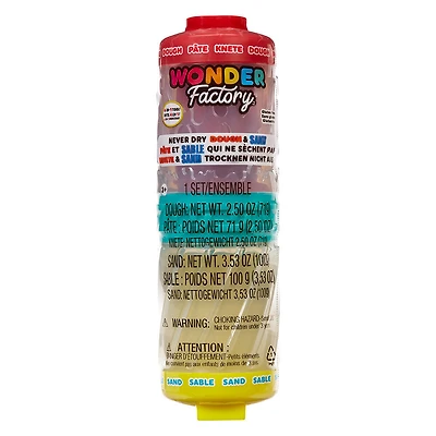 Wonder Factory Never Dry Dough & Sand Starter Set- Red Dough + Yellow Sand